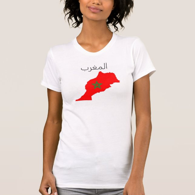 Marokko-Landesflaggekarten-Formsymbol T-Shirt (Vorderseite)