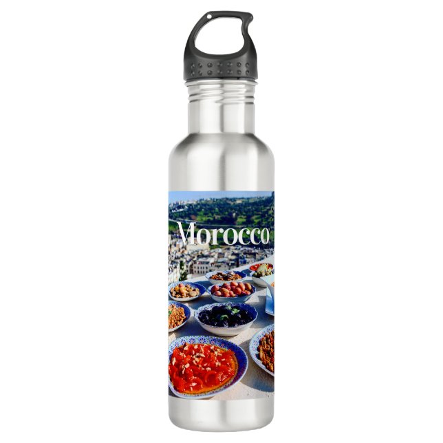 Marokko| Marokkaner| marokkanisches Essen| Marokko Edelstahlflasche (Vorderseite)