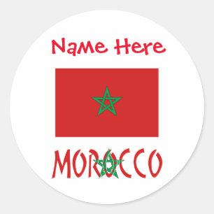 Marokko Marokkanische Flagge Rot Personalisierter  Runder Aufkleber