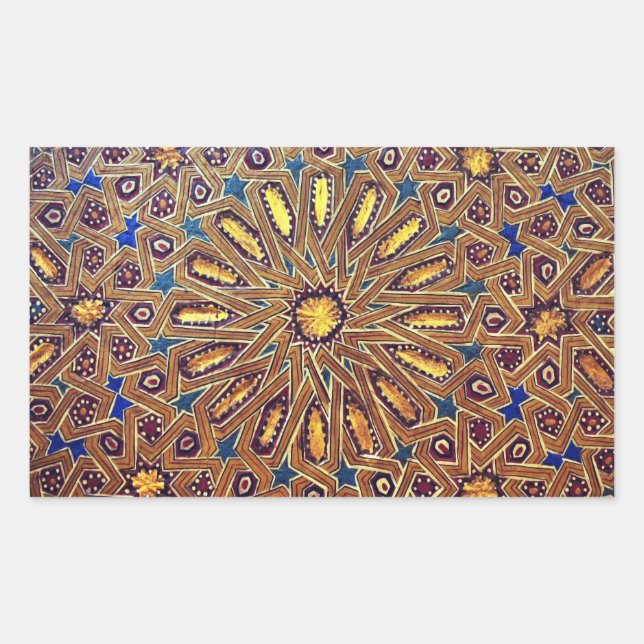 Marokko-Mosaikislam-Dekorationsgeometrie arab Rechteckiger Aufkleber (Vorderseite)