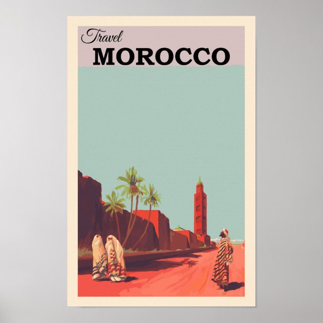 Marokko Nordafrika Vintage Travel Poster (Vorne)