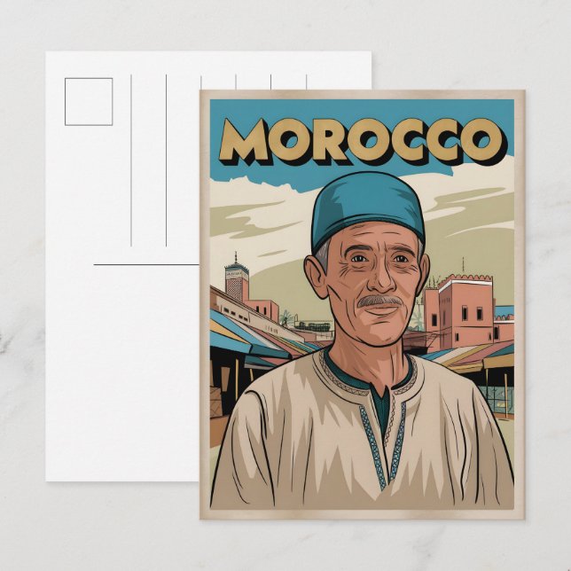 Marokko Reise-Postkarte mit Geschenk für Einheimis Postkarte (Vorne/Hinten)