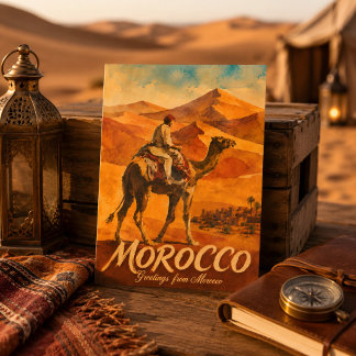 Marokko Sahara Wüsten Kamelritt Reise Postkarte