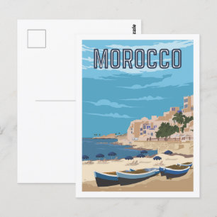 Marokko Strand Berühmte Reiseort-Illustration Postkarte