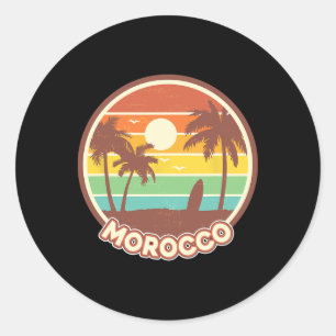 Marokko Strand Cooles Retro Surf Souvenir Surfen G Runder Aufkleber
