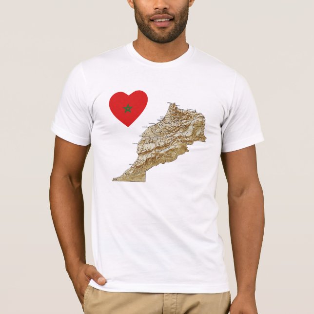Marokko T - Shirt Flag Herz und Karte (Vorderseite)