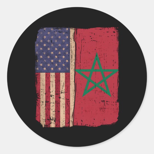 Marokko und Amerika Flaggenwurzeln halb marokkanis Runder Aufkleber (Vorderseite)