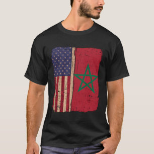 Marokko und Amerika Flaggenwurzeln halb marokkanis T-Shirt