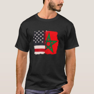 Marokko und Amerika USA-Flagge Wurzeln Halb Marokk T-Shirt