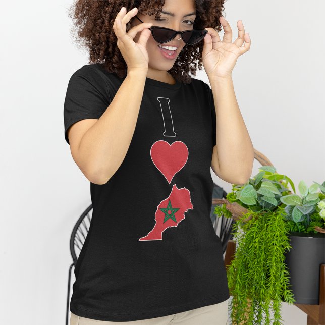 Marokko Vertikal I Liebe Marokkanisch Flaggen Frau T-Shirt (Von Creator hochgeladen)
