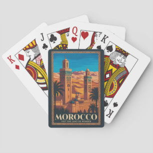 Marokko-Wüsten-Illustration Reise Kunst Vintage Spielkarten