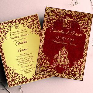 Marokoro-goldener Elefant Indische Bräute Luxus-Ho Einladung