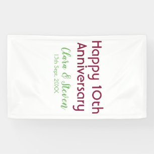 MARON GRÜN PASTELL glückliches 10. Hochzeitsjubilä Banner