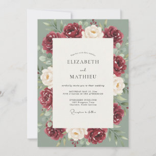 Marone Celadon Gemalte Hochzeit Einladung