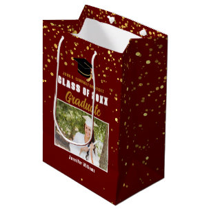 Marone Gold-Abschlussfeier-Fotoparty Mittlere Geschenktüte