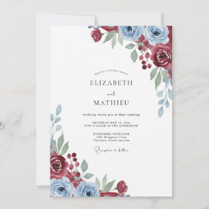 Marone Hochzeit mit Schieferrosen Einladung