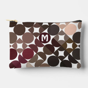 Marone Rot Beige Braun Midcentury Kreise Muster Zubehörtasche