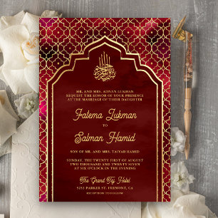 Marone Rot Gold Marokkanischer Bogen Muslimische H Einladung