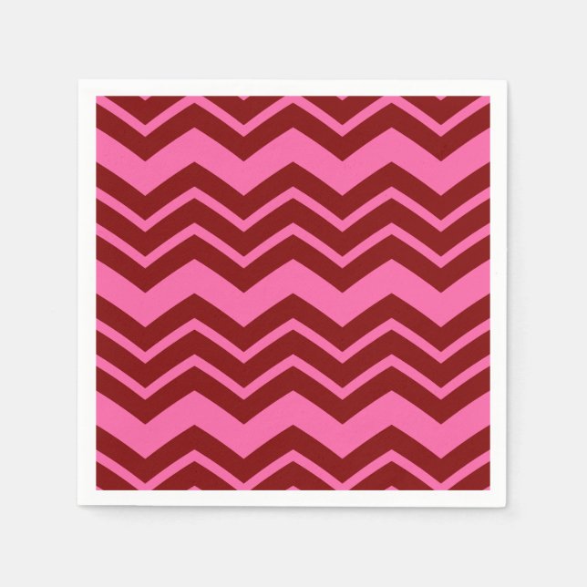 Marone Rot Pink Chevron Zickzack-Muster  Serviette (Vorderseite)