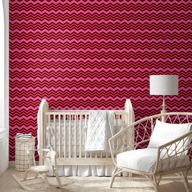 Marone Rot Pink Chevron Zigzag Design  Tapete (Kinder)