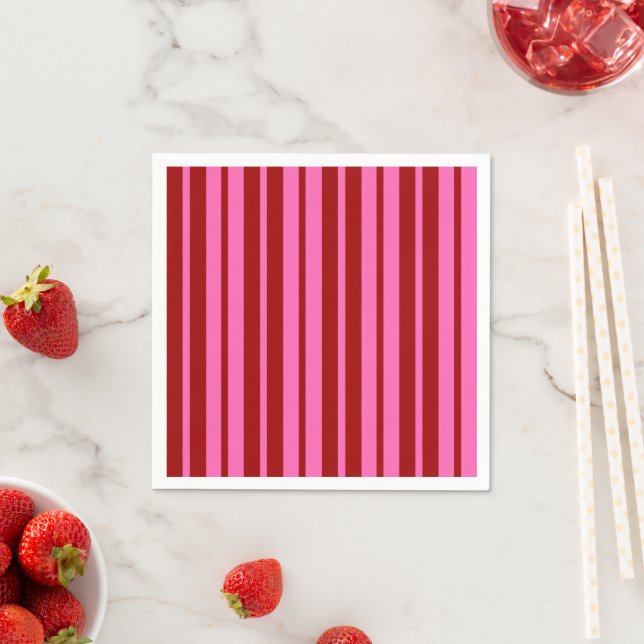 Marone Rot Pink Streifen Design  Serviette (Beispiel)