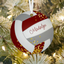 Maronenvolleyball mit winzigen goldenen Sternen