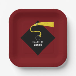 Maroon Abschluss 2025 Party Pappteller