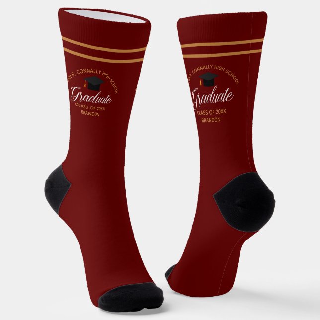 Maroon Abschluss Custom 2025 Graduate Socken (Gewinkelt)