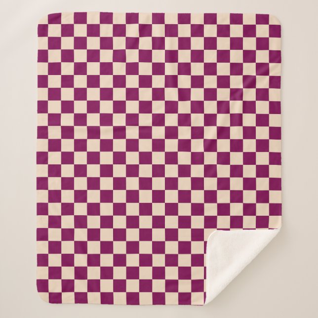 Maroon and beige checkerboard pattern sherpadecke (Vorderseite)