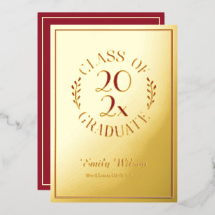 Maroon and Gold Class of 2025 Graduation Party Folieneinladung
