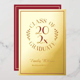 Maroon and Gold Class of 2025 Graduation Party Folieneinladung