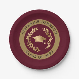 Maroon and Gold Grad Cap Class of 2023 Party Pappteller