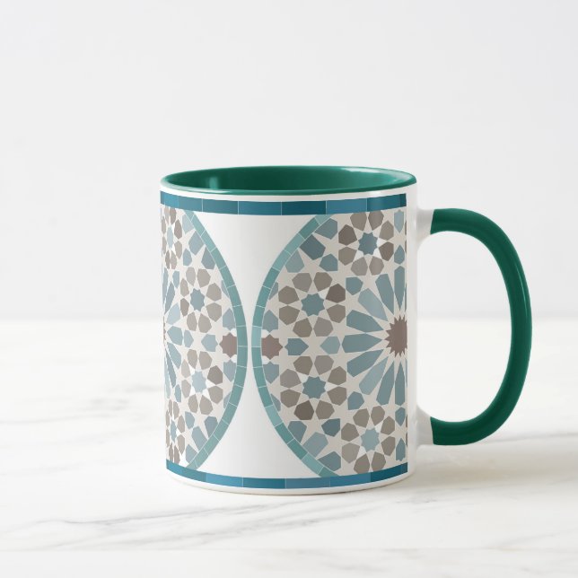 Maroon and Green Geometric Pattern Mug Tasse (Rechts)