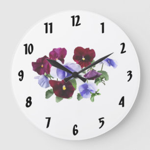Maroon And Purple Pansies Große Wanduhr