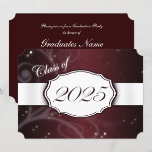 Maroon and White 2025 Graduation Party Einladung