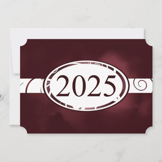 Maroon and White Floral Button 2025 Card Einladung (Vorderseite)