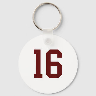 Maroon And White Number 16 Jersey Player Uniform # Schlüsselanhänger