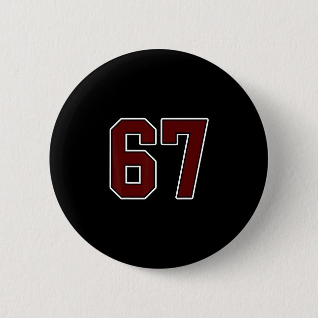 Maroon And White Number 67 Jersey Player Uniform # Button (Vorderseite)
