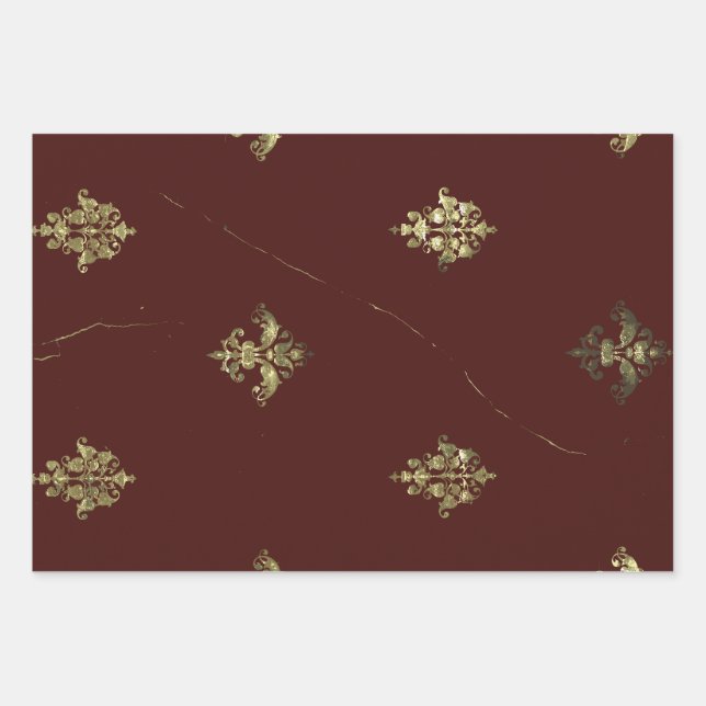 Maroon Antique Textiles für Urlaub jeder Art Geschenkpapier Set (Vorderseite)