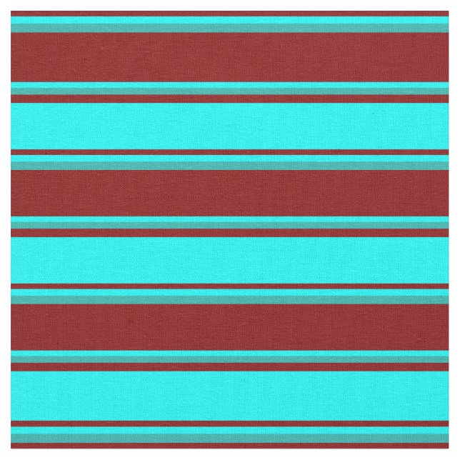 Maroon, Aqua & Light Sea - grüne Linien Stoff (Nahaufnahme)