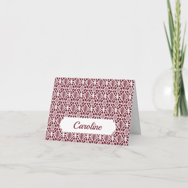 Maroon avec Motif de dentelle Crochet blanc (Devant)