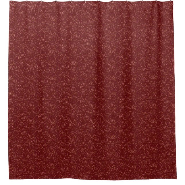 Maroon avec tourbillons d'or Douche rideau (Devant)