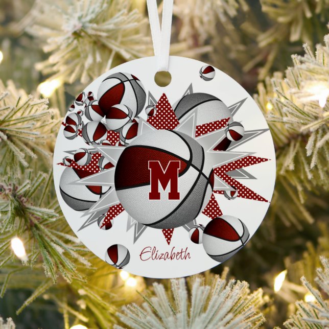 Maroon-Basketball-Sterne personalisiert Ornament Aus Metall (InSitu)