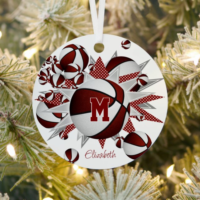 Maroon-Basketballstars personalisiert Ornament Aus Metall (InSitu)