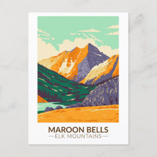 Maroon Bells Elk Mountains Colorado Vintage Postkarte