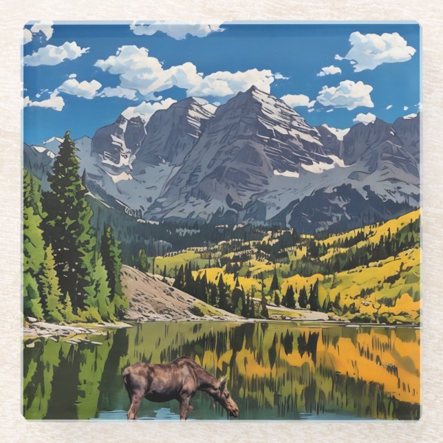 Maroon Bells Glasuntersetzer (Vorderseite)