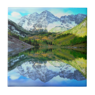 Maroon Bells spiegeln sich im Maroon Lake Fliese