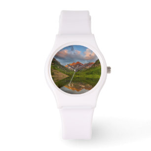 Maroon Bells spiegeln sich in den ruhigen Maroon L Armbanduhr
