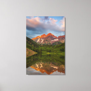 Maroon Bells spiegeln sich in den ruhigen Maroon L Leinwanddruck