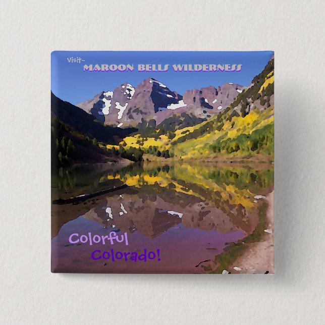 Maroon Bells Vintag Style Button (Vorderseite)